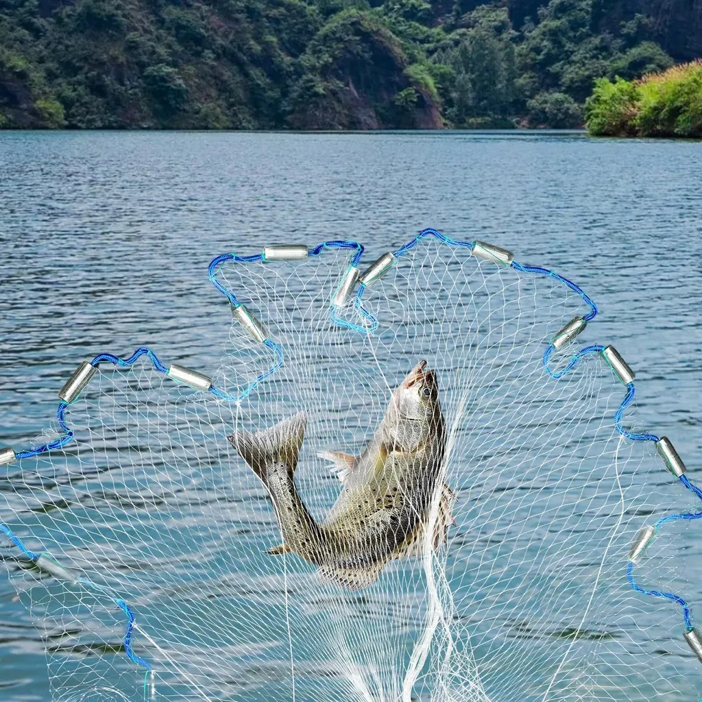 Filet à lancer 5,4 m anti-nœud avec bord scellé pour pêche facile