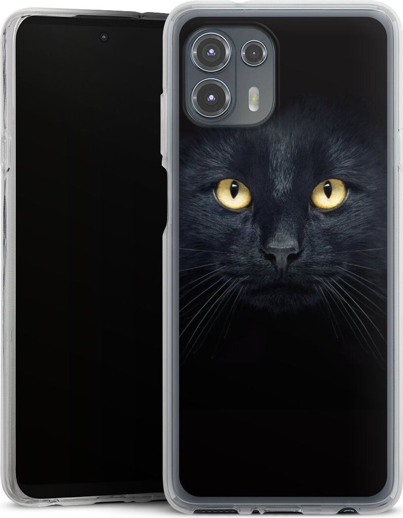 DeinDesign Handyhülle für Motorola Moto Edge 20 Lite Silikon Hülle Case Smartphone Schutzhülle Auge Katze schwarz