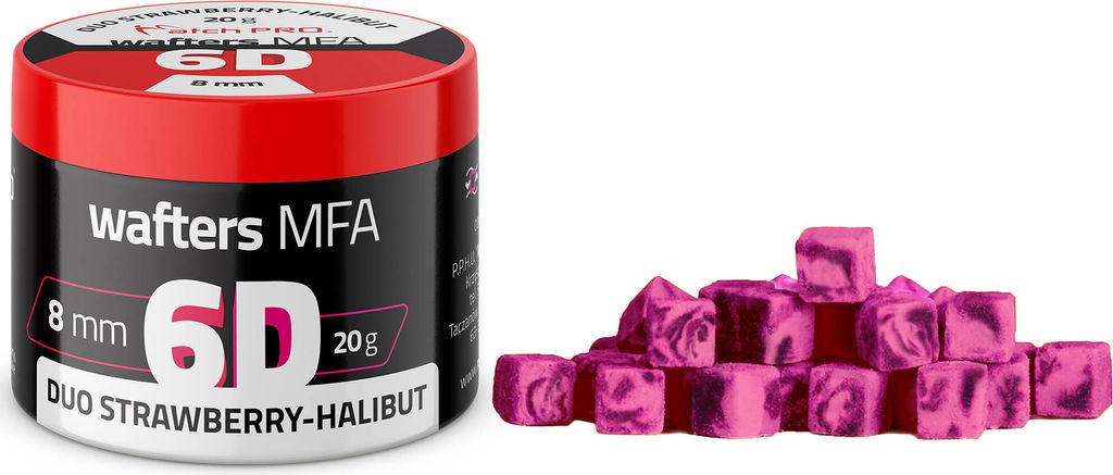 Köderbälle MatchPro 6D Wafters Mfa Duo Erdbeere Heilbutt 8x8mm 20g