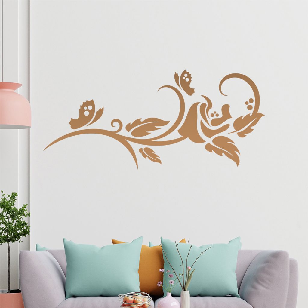 Falter Schmetterling Ranke Wandtattoo in 6 Größen - Wandaufkleber Wall Sticker - Dekoration, Küche, Wohnzimmer, Schlafzimmer, Badezimmer