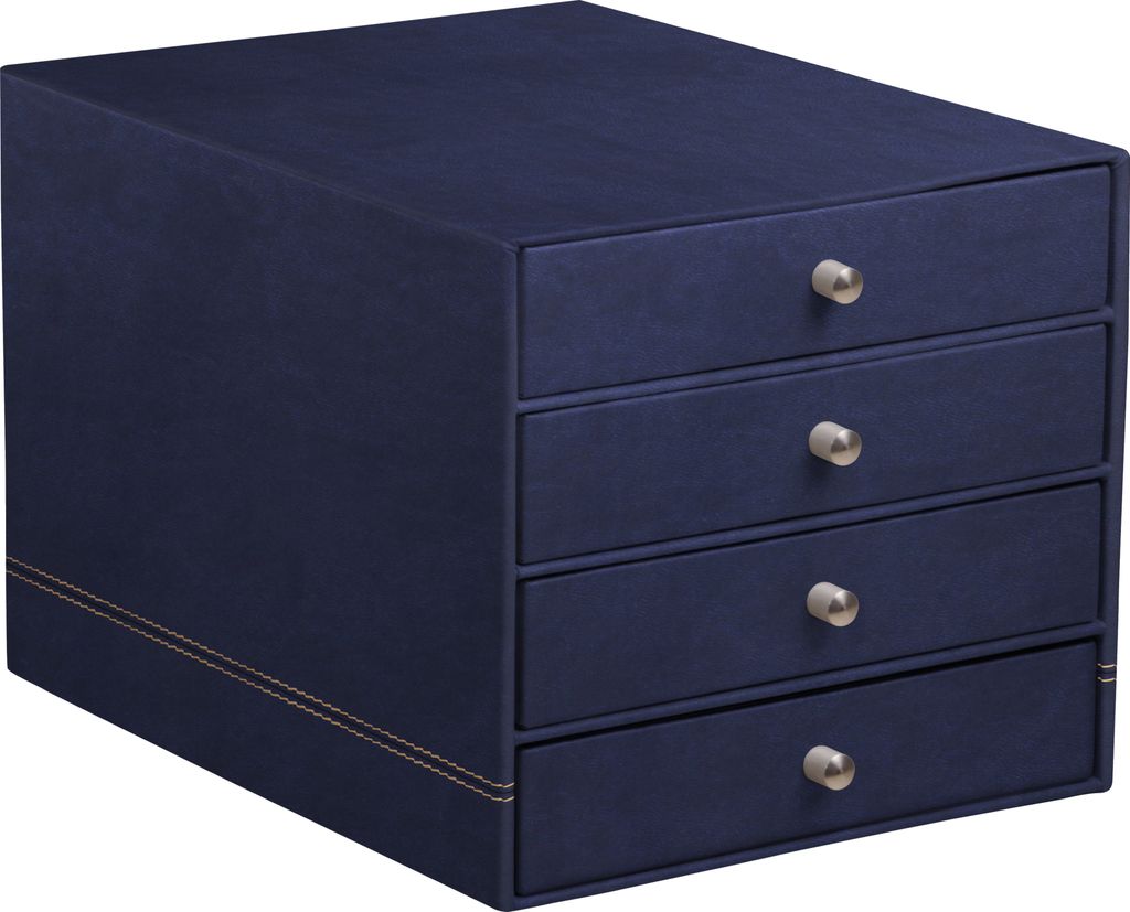 Rhodia Schubladenbox 4Laden Kunstleder 24,8x32,7x22,8cm Mitternachtsblau 194580C