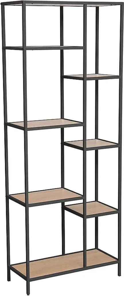 Étagère DANIEL 1 en chêne et noir - Rangement robuste 5 niveaux design