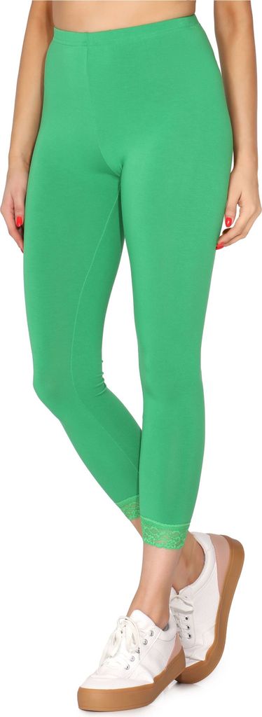 Merry Style Damen 7/8 Leggings mit Spitze MS10-342(Grün,XS)