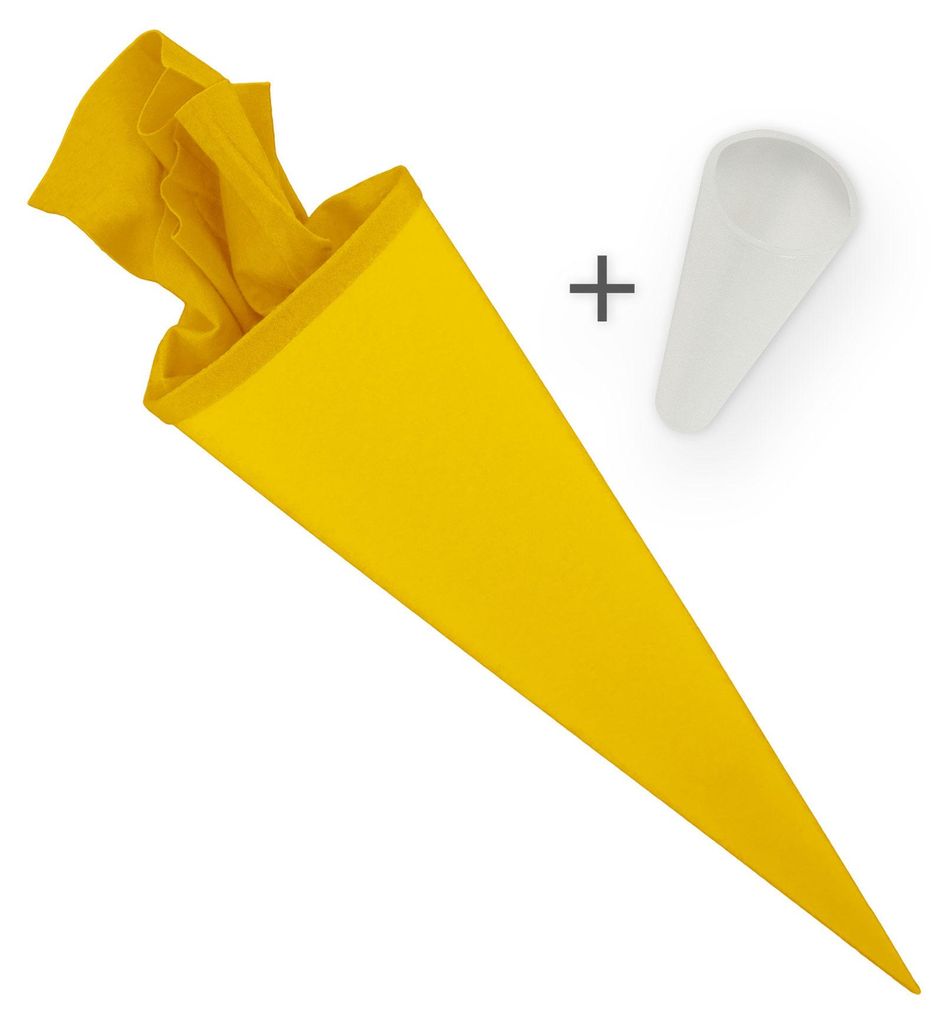 itenga Set Gelb Bastelschultüte Rohling 70 cm rund + Schultüten Spitzenschutz