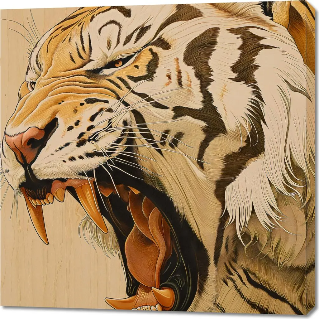 Décoration Murale Tigre 90x90 cm - Tableau Moderne Rugissement Majestueux