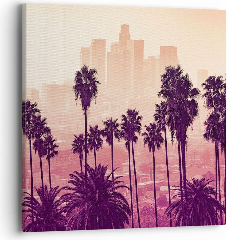 Bild auf Leinwand - Leinwandbild - Einteilig - Elche Angeles Palmen - 40x40cm - Wand Bild - Wanddeko - Wandbilder - Leinwanddruck - Bilder - Wandde...