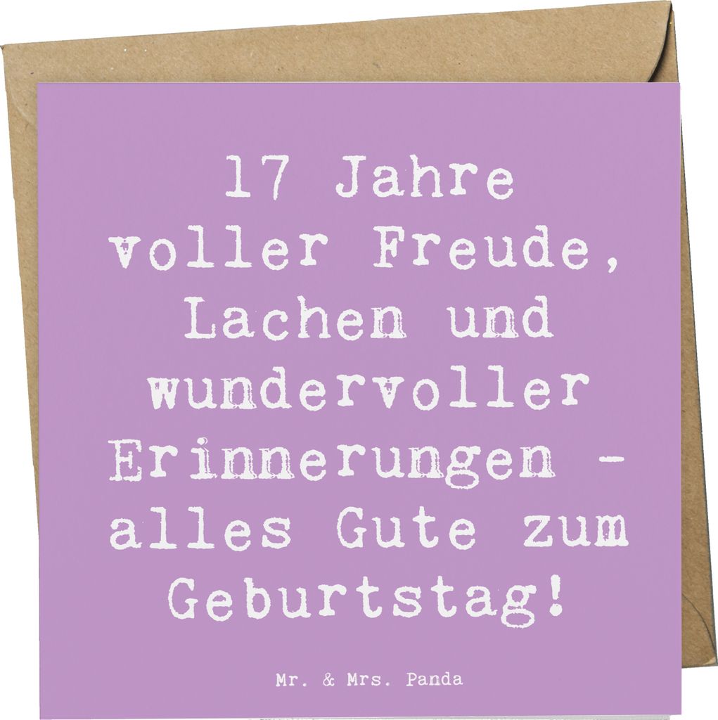 Mr. & Mrs. Panda Grußkarte Spruch 17. Geburtstag Freude - Lavendeltraum - Geschenk, doppelkarte, Geburtstagsgeschenk, anlasskarte, besondere Botsc...