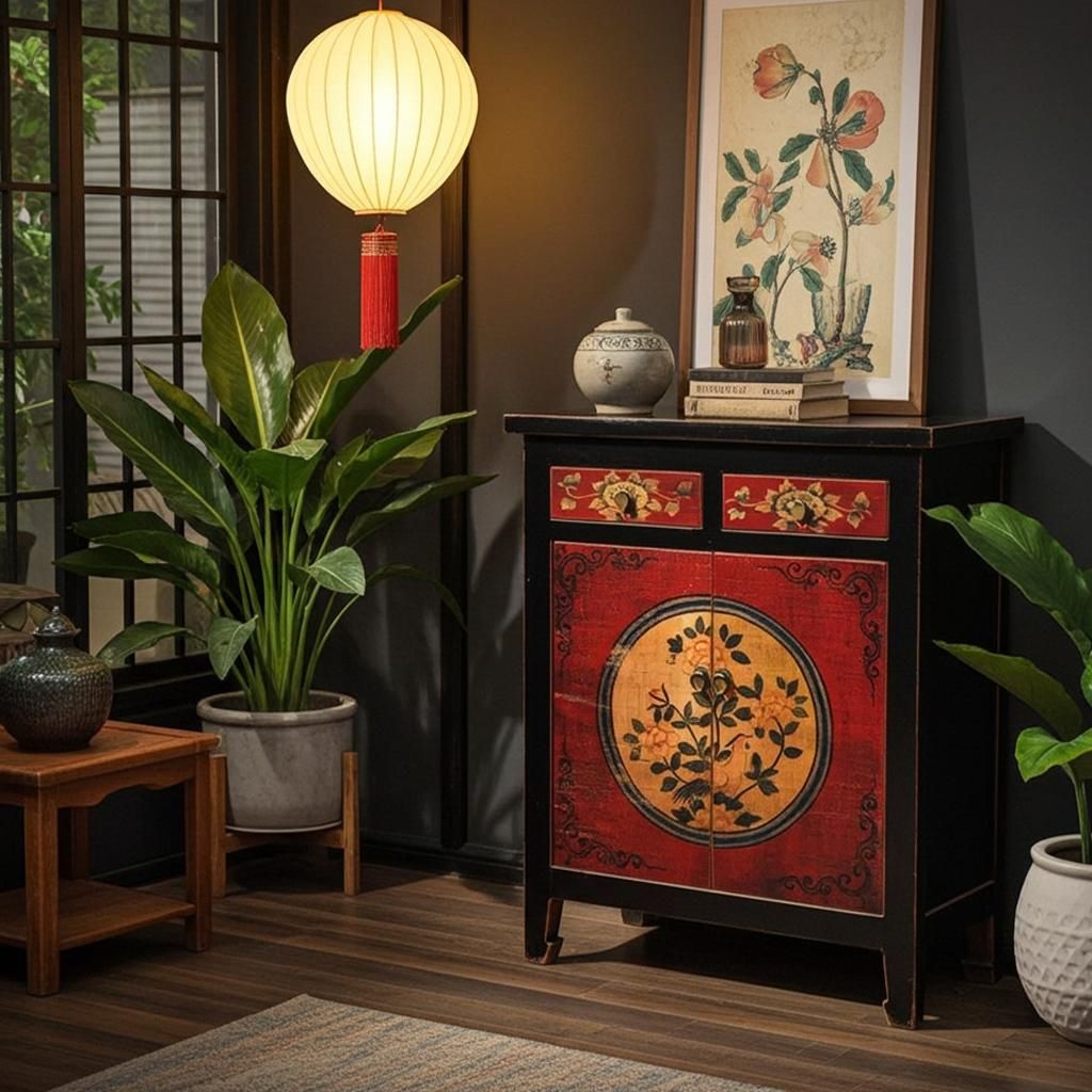 OPIUM OUTLET asiatische Kommode Sideboard Schrank Hochzeitsschrank Möbel Wohnzimmer Esszimmer Schränkchen Anrichte Vintage Shabby Chic Landhaus-S...