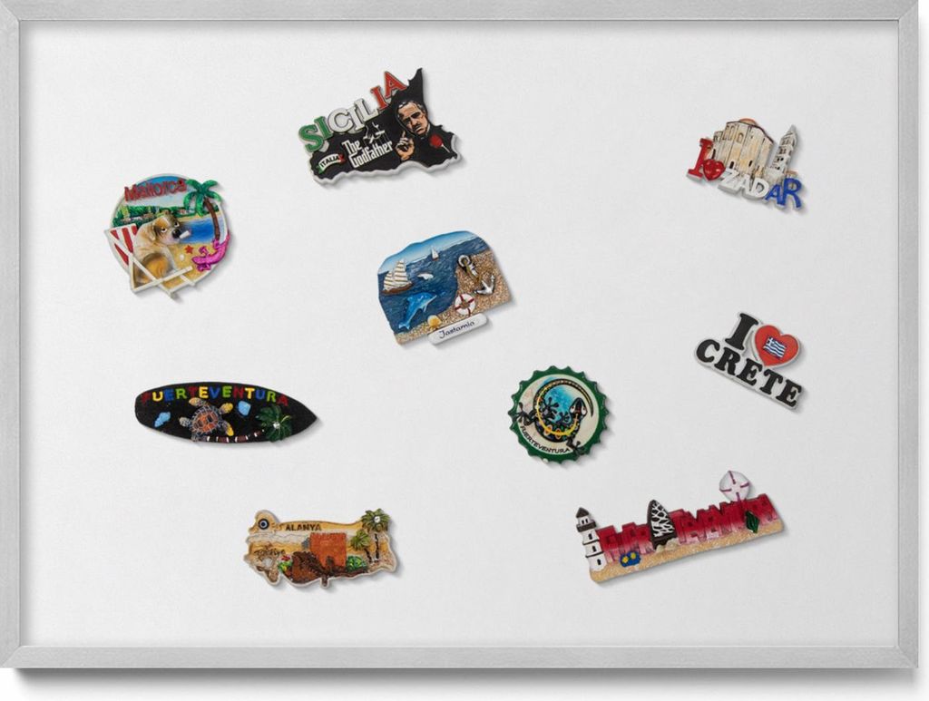 Magnetische Tafel 70x50 cm – Silberner Rahmen – Farbe Weiß – Magnetboard, Weißwandtafel – Küche, Büro