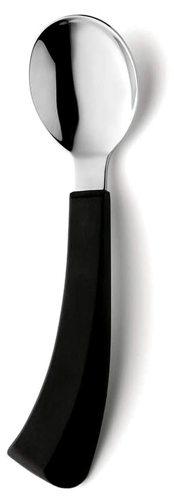 SELECT 3001 Löffel für Linkshänder mit Griffverdickung, 18/10 Edelstahl, schwarzes Besteck, Esshilfe für Senioren, Alltagshilfe, rostfrei und s...