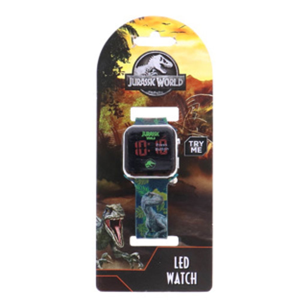 LED Uhr für Kinder Jurassic World, 24 Stunden Format und Produktbild 