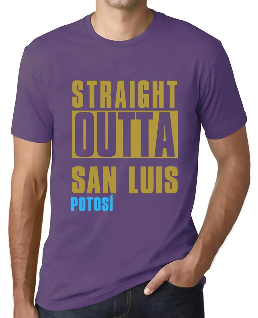 Herren Grafik T-Shirt Straight Outta San Luis Potosí Öko-Verantwortlich Vintage Jahrgang Kurzarm Lustige Druck Geburtstag Geschenk Mann