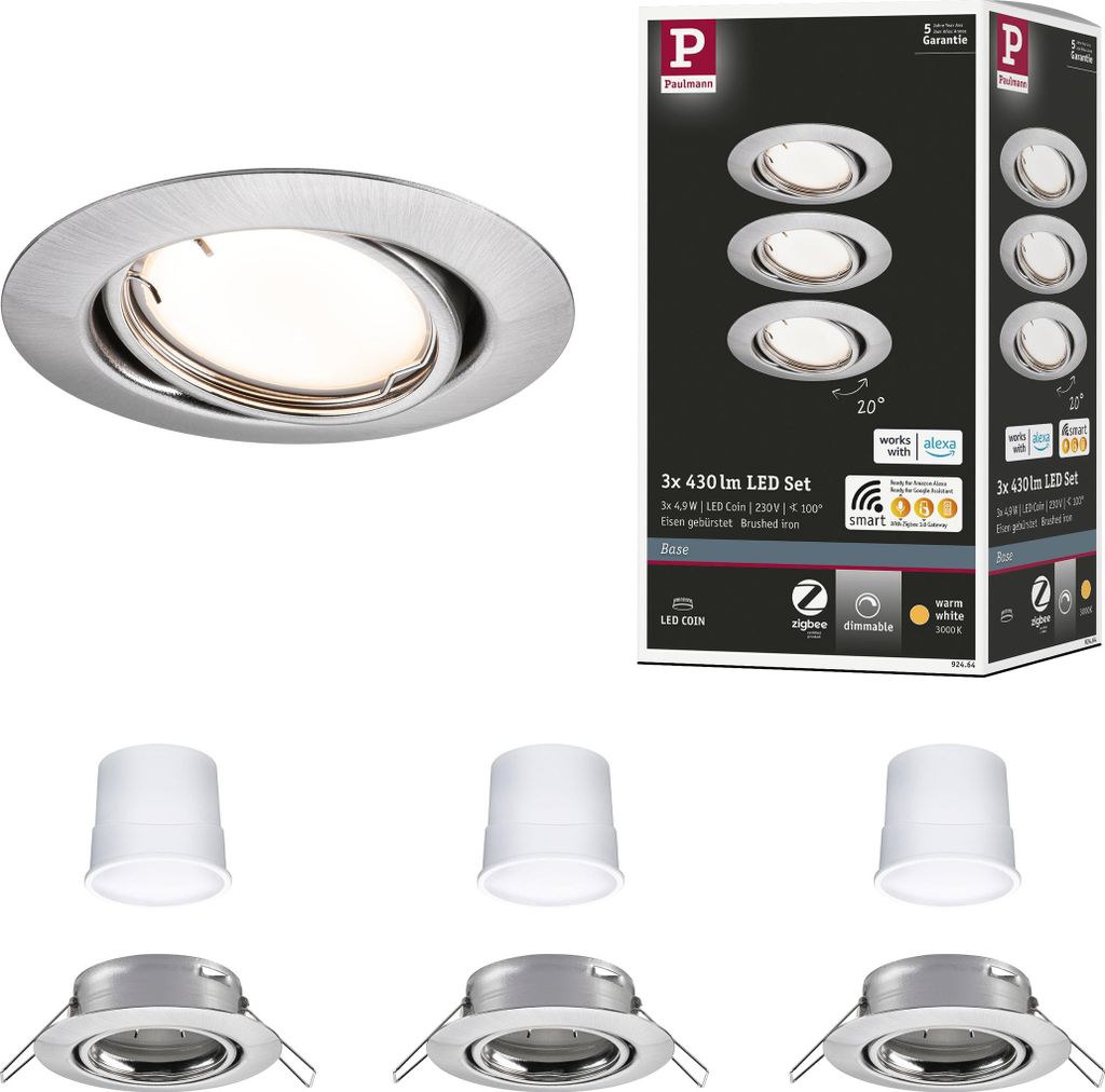 Paulmann LED Einbauleuchte Base Basisset schwenkbar