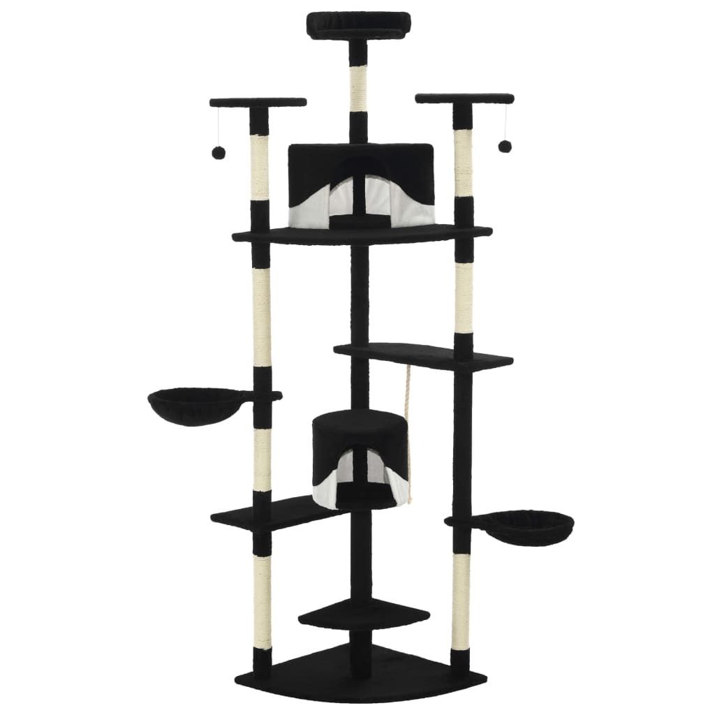 "2026 Aktion"Katzen-Kratzbaum - modernes Design - Katzenbaum - mit Sisal-Kratzsäulen 203cm Schwarz und Weiß Promotion403388 - Kratzbäume