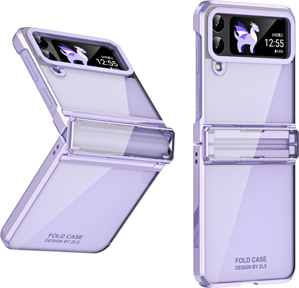 Hülle für Samsung Galaxy Z Flip 3 5G Ultradünne Überzug Kristall Klar Schutzhülle mit Scharnierschutz Lila