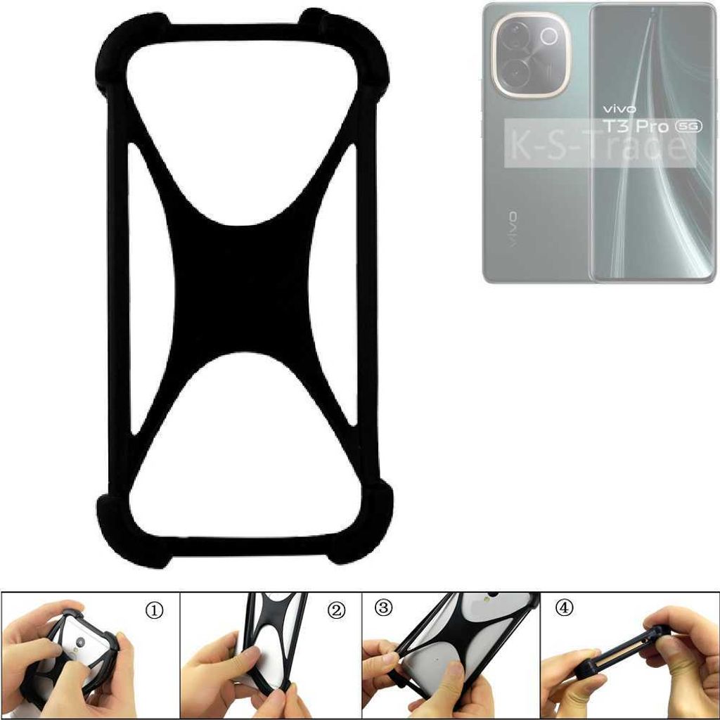 K-S-Trade Handy-Hülle Schutz-Hülle kompatibel mit Vivo T3 Pro 5G Silikon Bumper TPU Softcase Smartphone Stoßschutz, schwarz