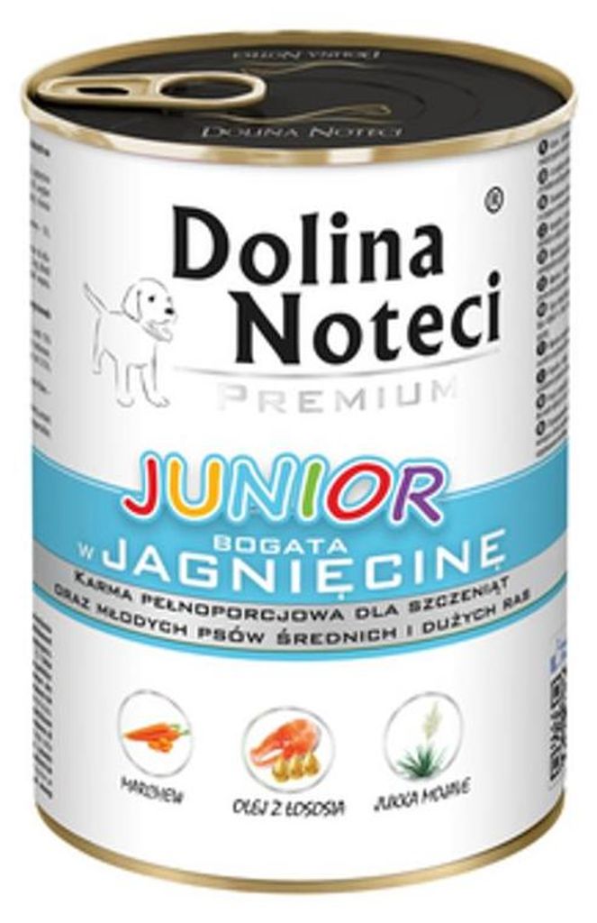 Dolina Noteci Junior Glutenfrei Premium Nassfutter für Mittelgroße und Große Rassen - Reich an Lammfleisch 400g (12-er pack)