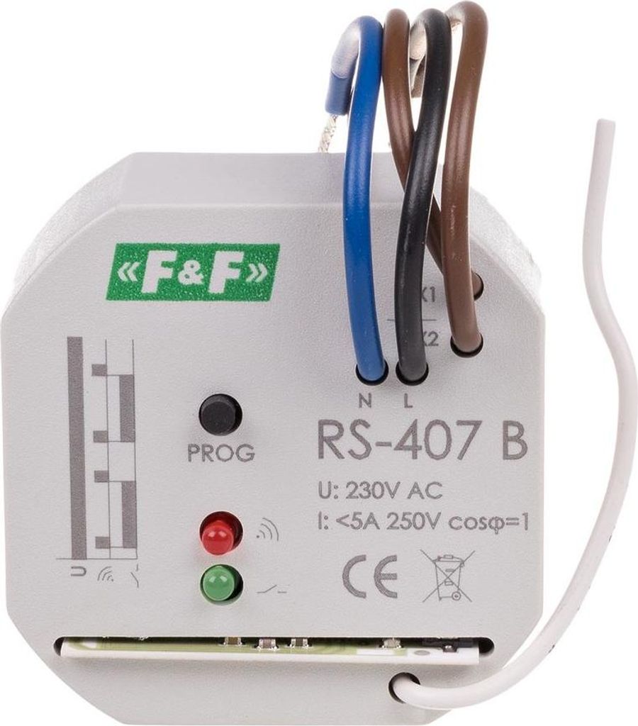 Funkrelais RS-407 B bistabiler Empfänger, 230 V 5 A, Montage in einer Box fi 60