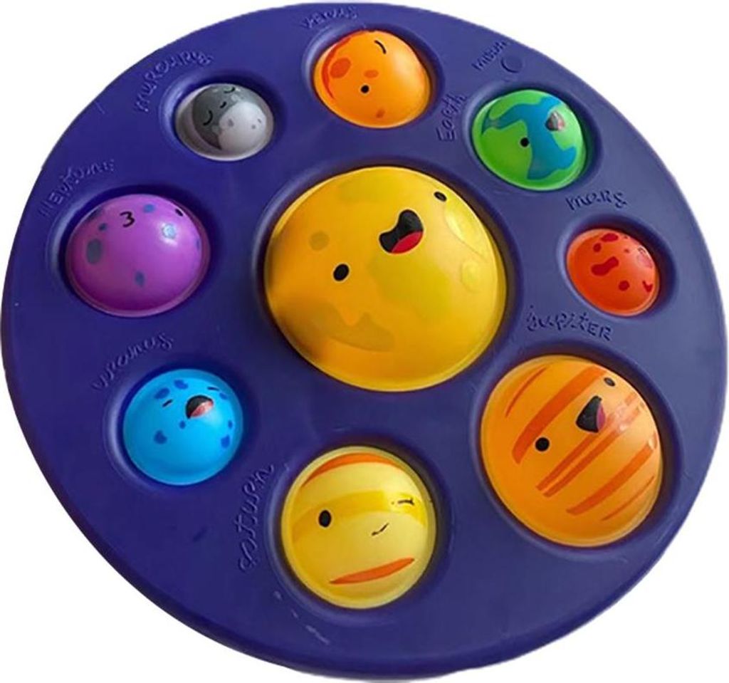 Bubble Fidget Sensorisches Spielzeug Silikon Tragbares Push- und Popping-Brett Hand für Kinder Erwachsene Acht Planeten