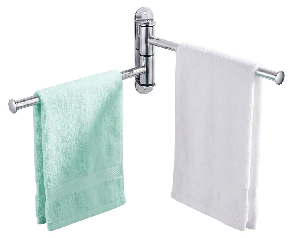 Relaxdays Handtuchhalter Wand, 2 bewegliche Stangen, HBT:14 Produktbild 