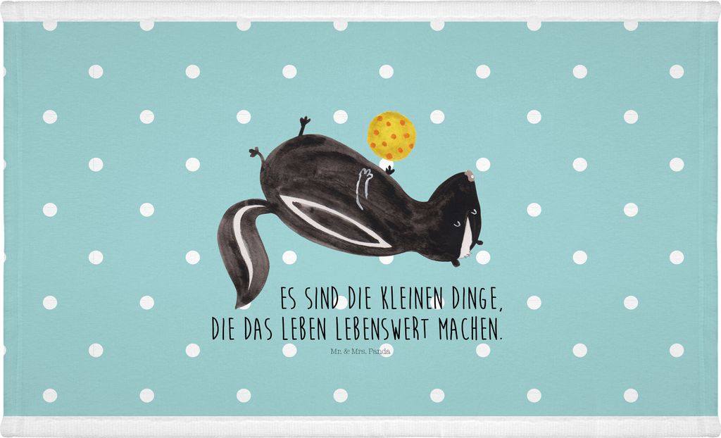 Mr. & Mrs. Panda Handtuch Stinktier Ball - Türkis Pastell - Geschenk, Weisheit, 50x100, gesichtstuch, Stinker, Wildtier, Skunk, 100x50, Flauschtuc...