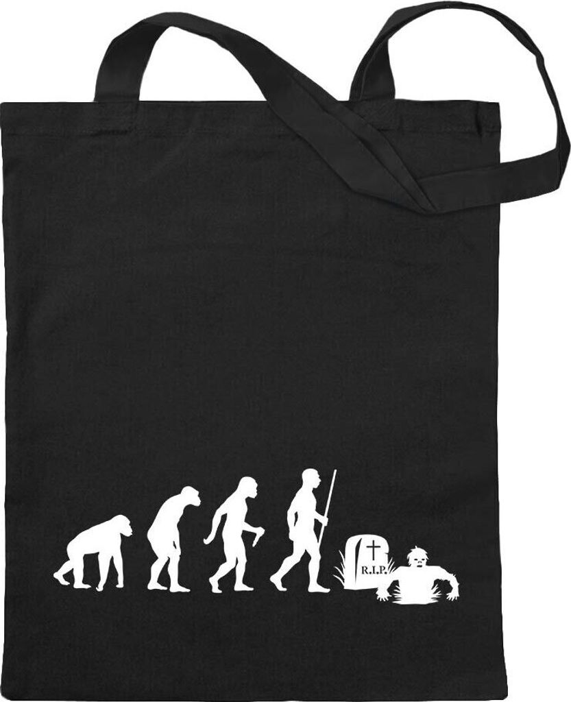 Kiwistar - Baumwolltasche - schwarz - Zombie Untot Evolution - Tragetasche Stoffbeutel Umhängetasche langer Henkel