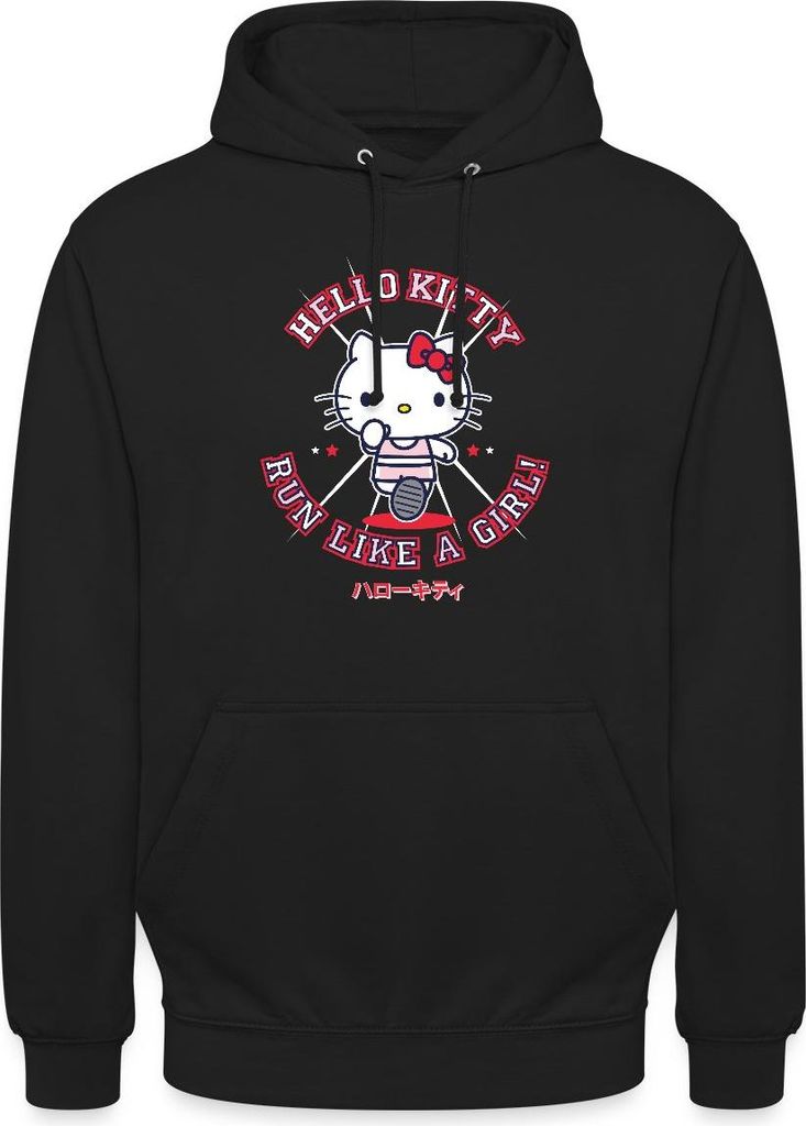 Spreadshirt Hello Kitty Run Like A Girl Sport Uni Hoodie, M, Schwarz