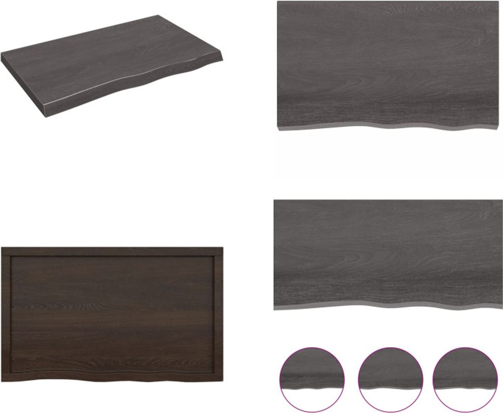 vidaXL Wandregal Dunkelbraun 100x60x(2 6)cm Massivholz Eiche Behandelt - Wandregal - Wandregale - Lagerregal - Schwebendes Regal
