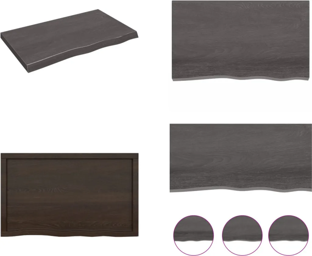 Ripiano in Legno Massiccio Rovere 100x60cm Marrone Scuro vidaXL