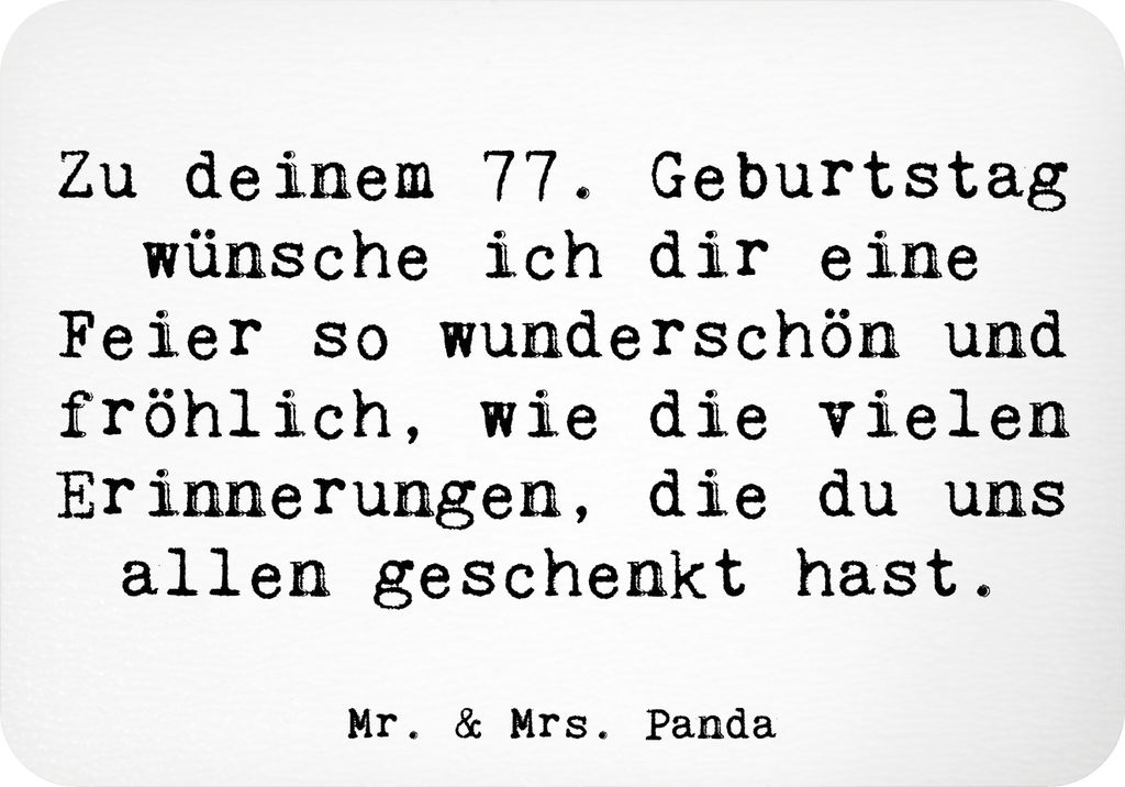 Mr. & Mrs. Panda magnet Spruch 77. Geburtstag - Weiß - Geschenk, Kühlschrankmagnet, Erinnerungen, whiteboardmagnet, Geburtstagsgeschenk, fröhlic...