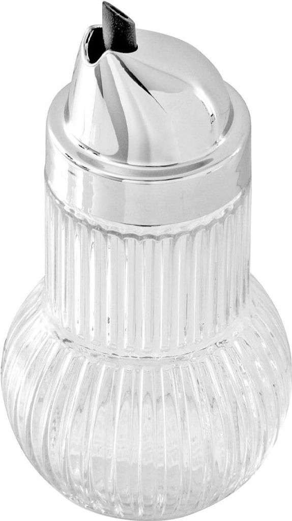 Fackelmann Allesgießer RUBIN, Milchgießer aus Glas, Ölspender für tropffreies Ausgießen (Farbe: Silber/Transparent)