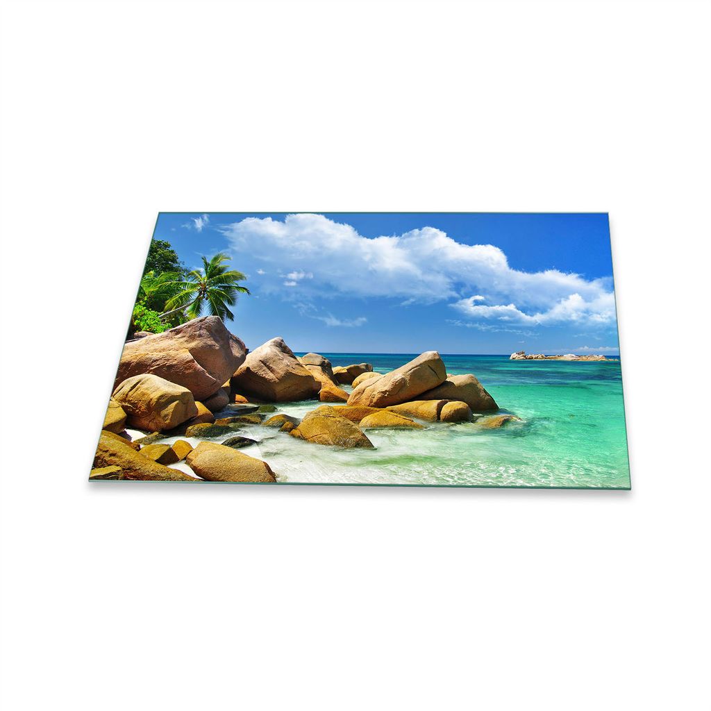 Herdabdeckplatte Glaskeramik 1 Teilig 80x52 Meer Blau Abdeckung Glas Spritzschutz Deko
