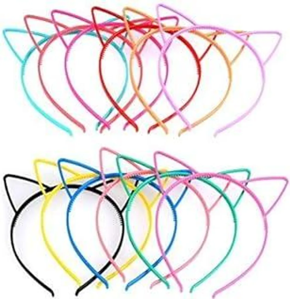 Set 12 Cerchietti Gatto Plastica TIMESETL | Gadget Compleanno Colorati