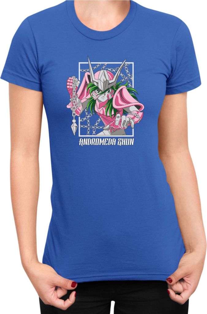 Damen T-Shirt Japan Anime Manga Saint Anime Seiya Andromeda Shun 01, Lady XS / Blau