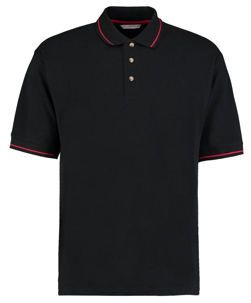 Kustom Kit St.Mellion Herren Polo-Shirt, Kurzarm FK449 (M) (Schwarz/Hellrot)