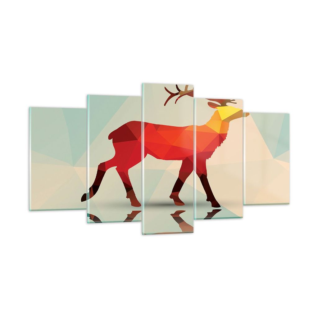 Bilder auf glas - Hirsch Illustration modern Grafik - 160x85cm - Glasbilder - Wandbilder - Kunstdruck - Wanddekoration aus Glas - Glas Bilder - Wan...