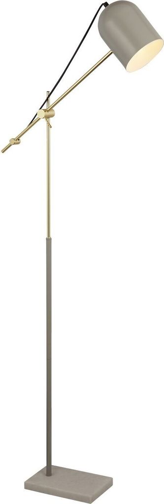 Stehlampe Metall 149 cm in Grau Marmor Gold E27 Retro Design Stehleuchte