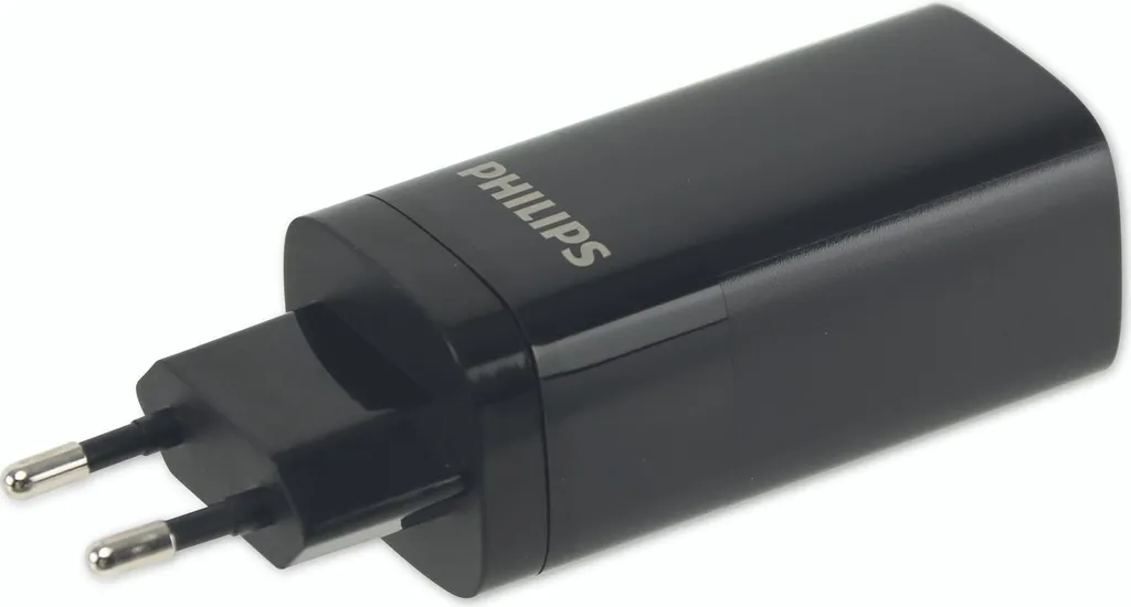 Philips Chargeur USB 65W avec 2 ports USB-C et 1 USB-A Noir Haute Puissance