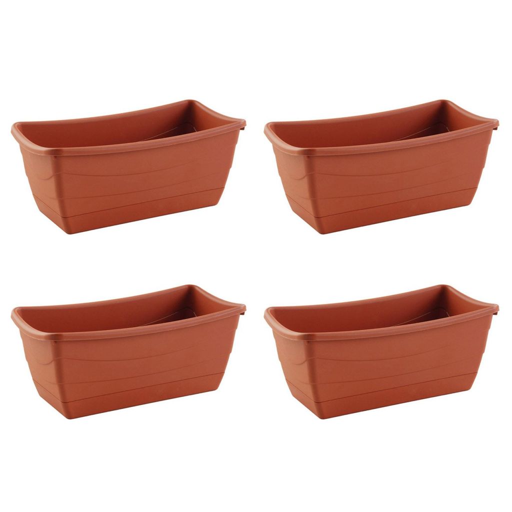 4x Pflanzschale Eckig aus Kunststoff Terracotta 26 x 13 cm Produktbild 