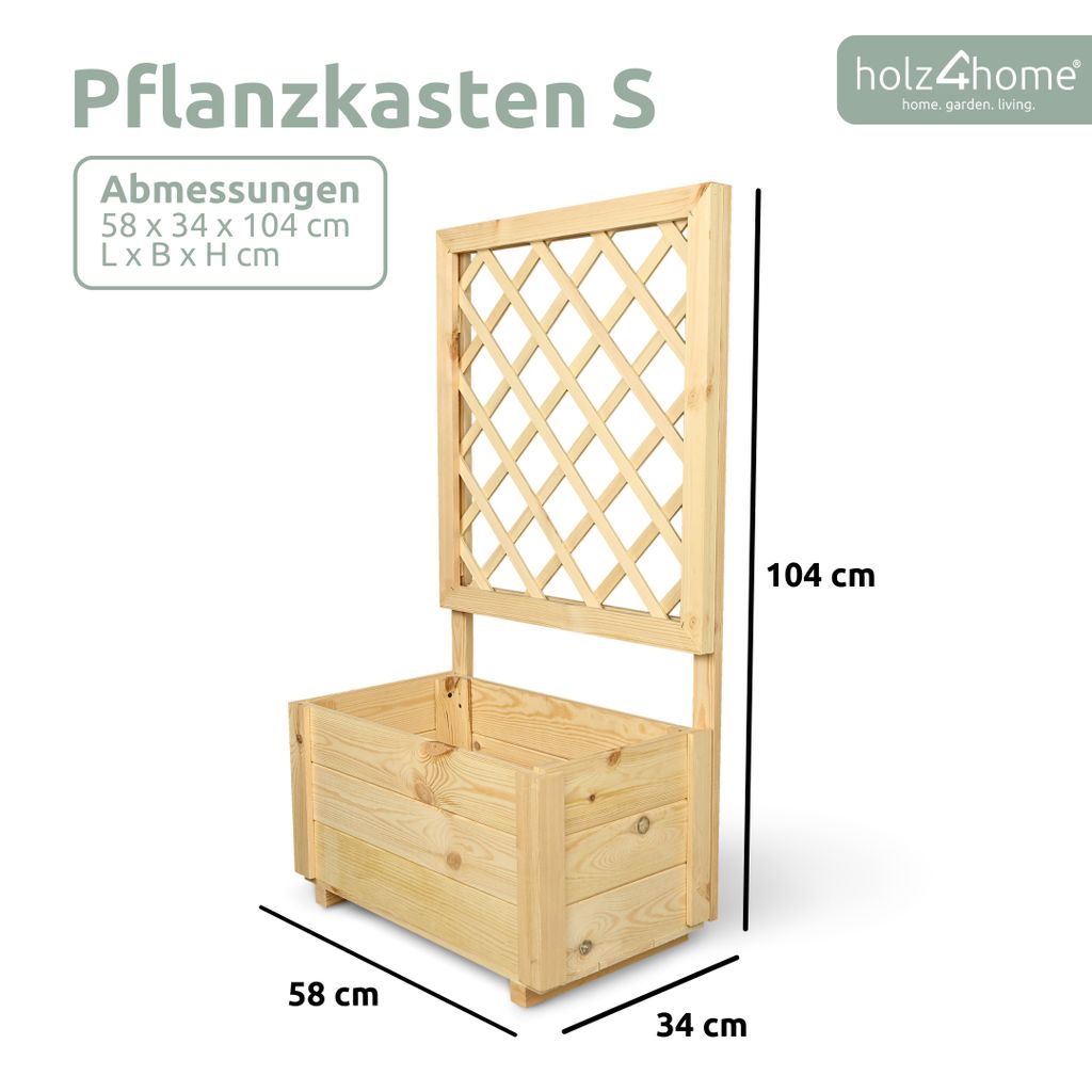 holz4home® Pflanzkasten mit Rankgitter S aus Kiefernholz I Produktbild 6