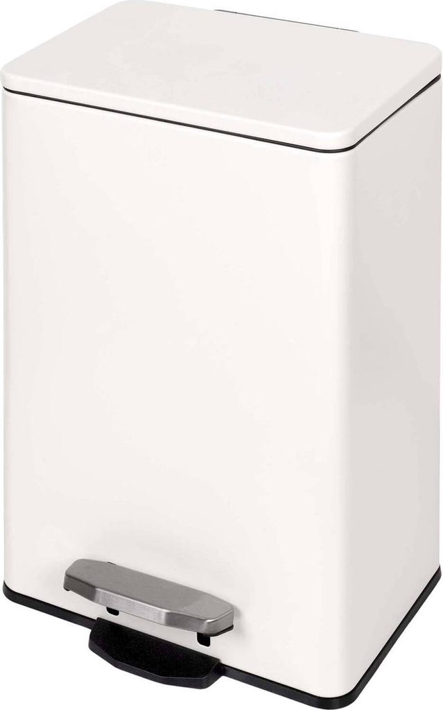 emuca rechteckiger Abfalleimer aus Aluminium mit 12 Liter Volumen und Fußpedal / Müllbehälter