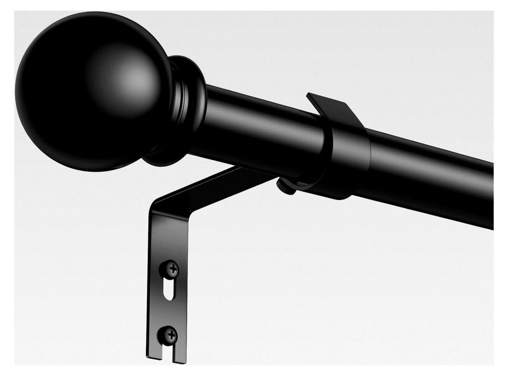Gardinenstange Schwarz 81-238 cm, 16 mm Vorhangstange für Schlafzimmer, Wohnzimmer, Küche
