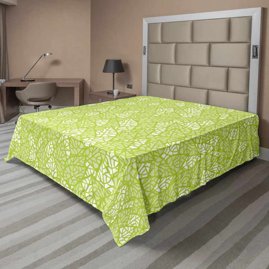 Lenzuolo Matrimoniale ABAKUHAUS Foglie Verdi 275x260 - Ecologico e Chic