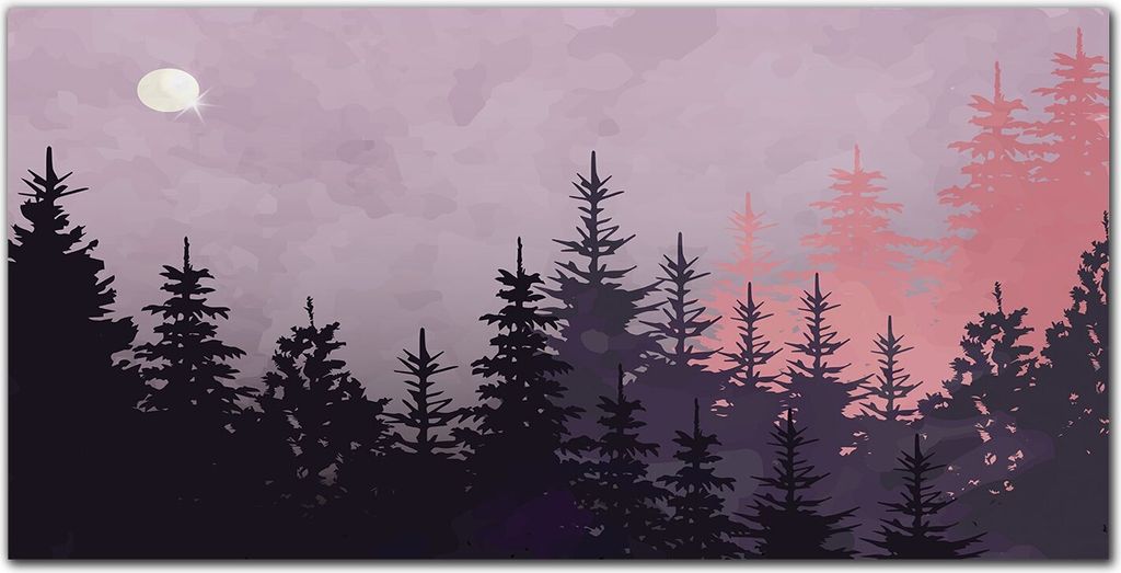 Coloray Bild aus Acryl 140 cm x 70 cm - Dekoration Wohnzimmer Wanddekoration Gehärtetes Acryl Küche Bild auf Acrylglas - Waldmondhimmel