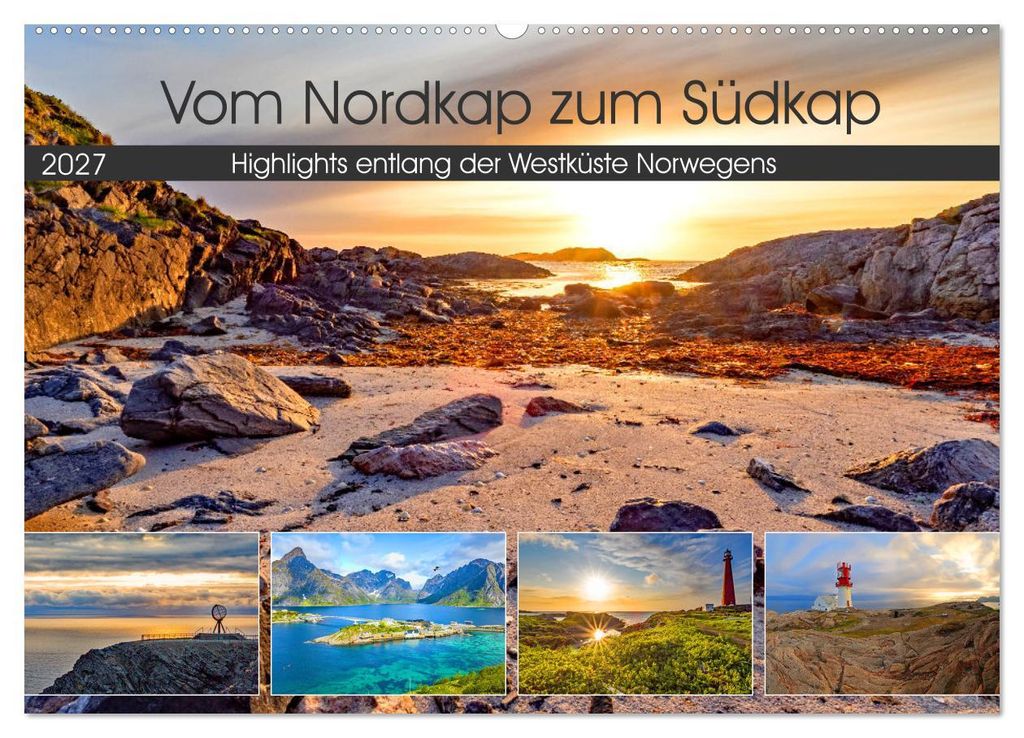 Vom Nordkap zum Südkap (Wandkalender 2027 DIN A2 quer), CALVENDO Monatskalender