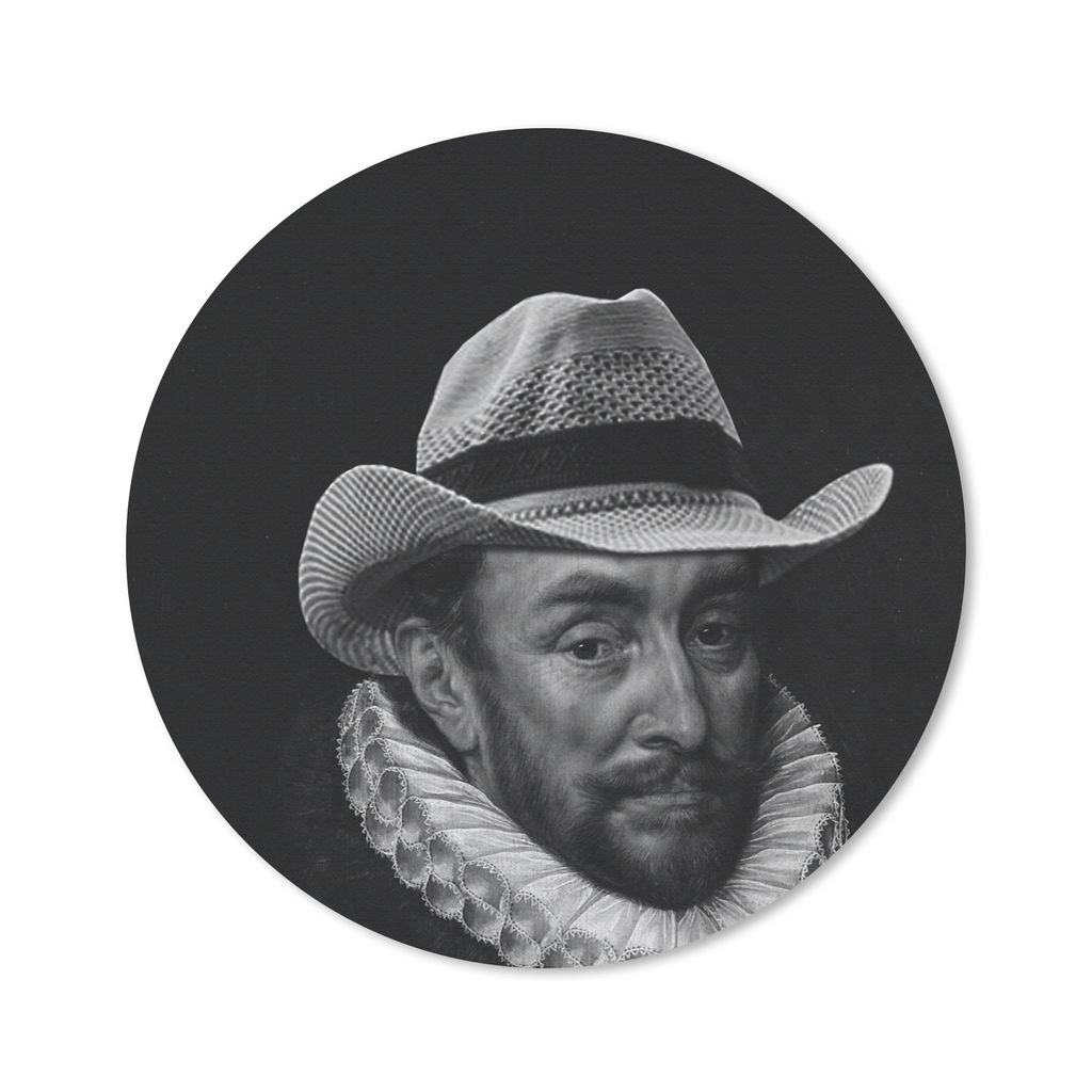 MuchoWow Mauspad Mousepad Porträt von Wilhelm I. - Adriaen Thomasz - Schwarz und Weiß 40x40 cm - Mousepads - Maus Mat - Pad - Mausunterlage - S...