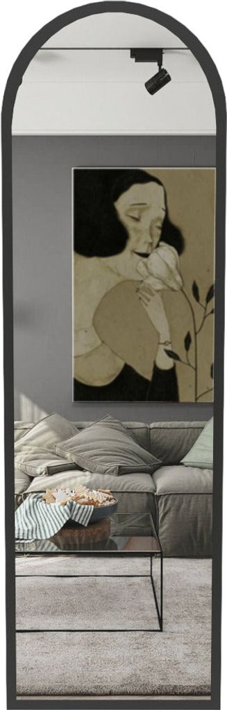 Ovaler Standspiegel Ganzkörperspiegel Ema mit schwarzem Rahmen, 155x45cm, 8782