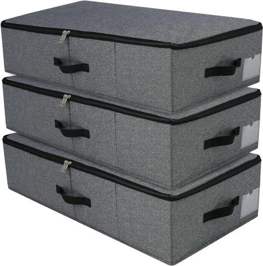Boîtes de rangement avec couvercle noir et gris lot de 3 format compact
