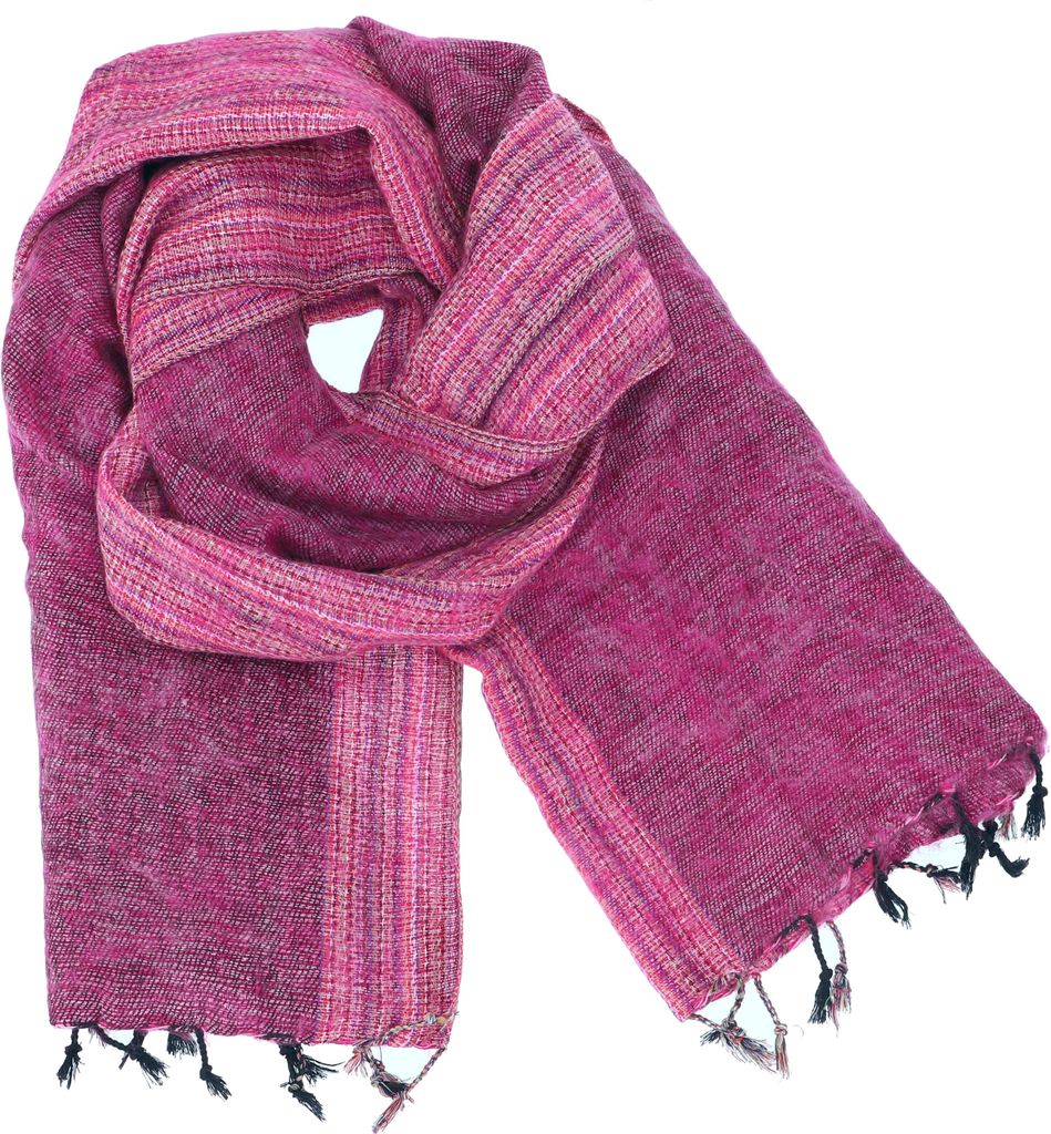 Weicher Gestreifter Goa Schal / Stola, Schultertuch, Flauschiges Tuch - Pink, Uni, Polyacryl,Baumwolle, 180*80 cm, Schals