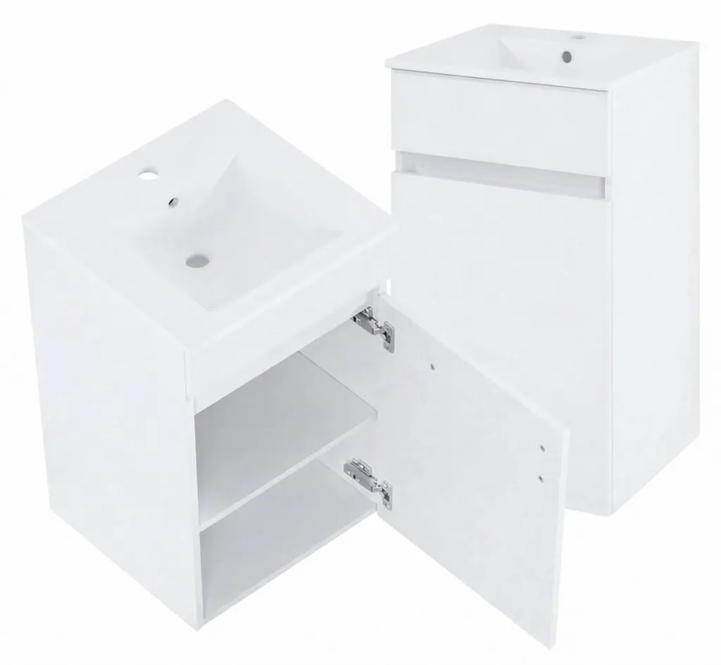 Meuble de salle de bain gain de place avec lave-mains compact 45cm
